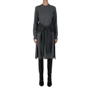 DEREK LAM 10 Crosby Alyssa Gray Knit Sweater Dress